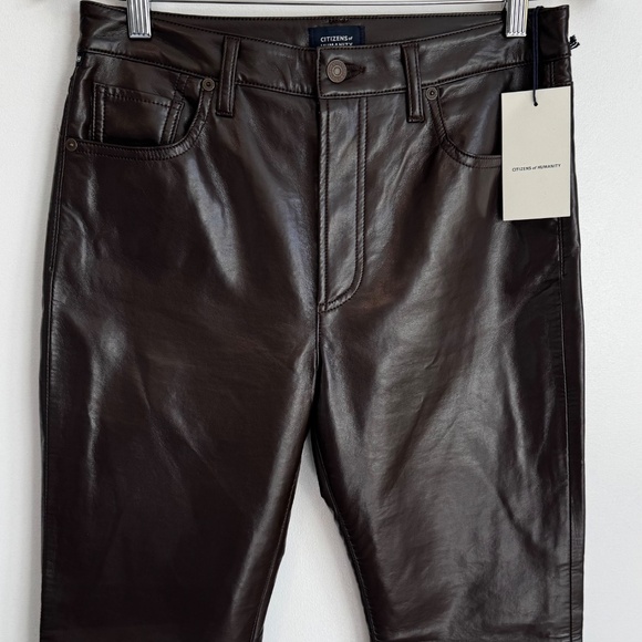NWT Brown Citizens of Humanity Leather Bootcut Lilah Pants Sz 28 - Picture 5 of 16